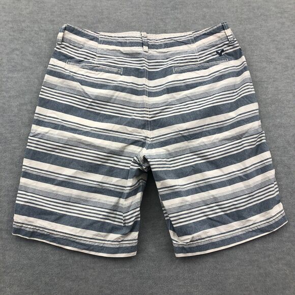American Eagle Shorts Mens Size 36 Classic Fit Striped White Blue 9" Inseam - Picture 11 of 14